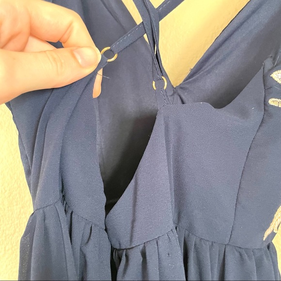 Soieblu Blue Floral Embroidered Maxi Gown Small Party Formal Wedding - Picture 6 of 8